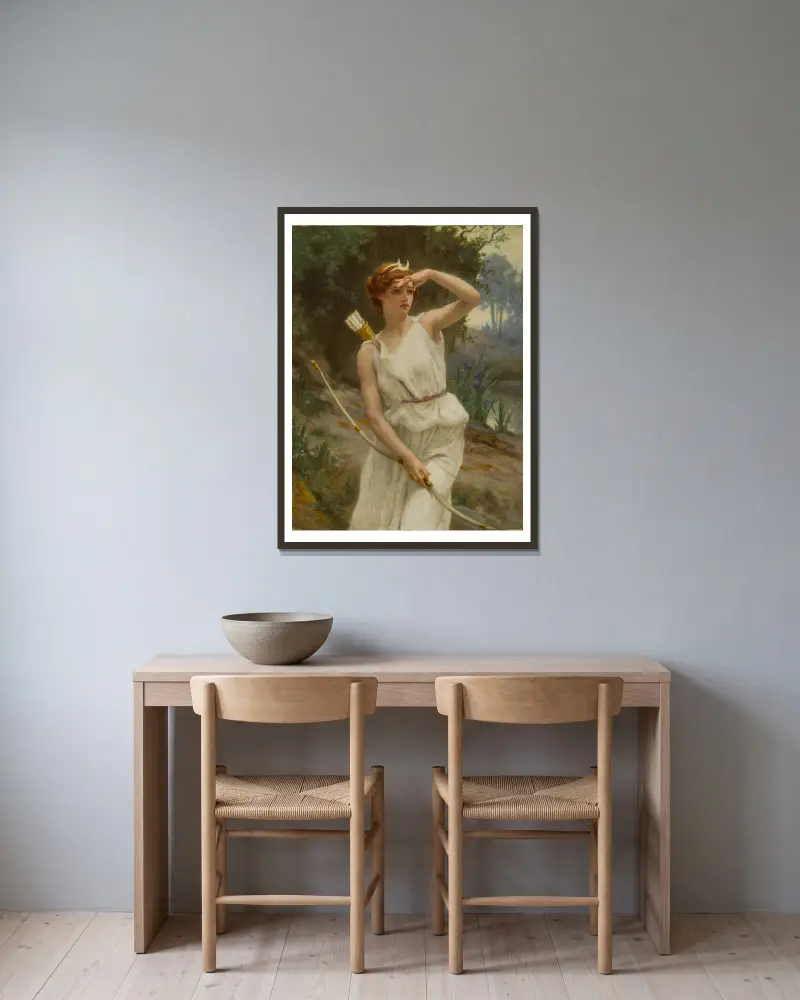 Diana the Huntress – nr 2 av Guillaume Seignac inramad på en vägg