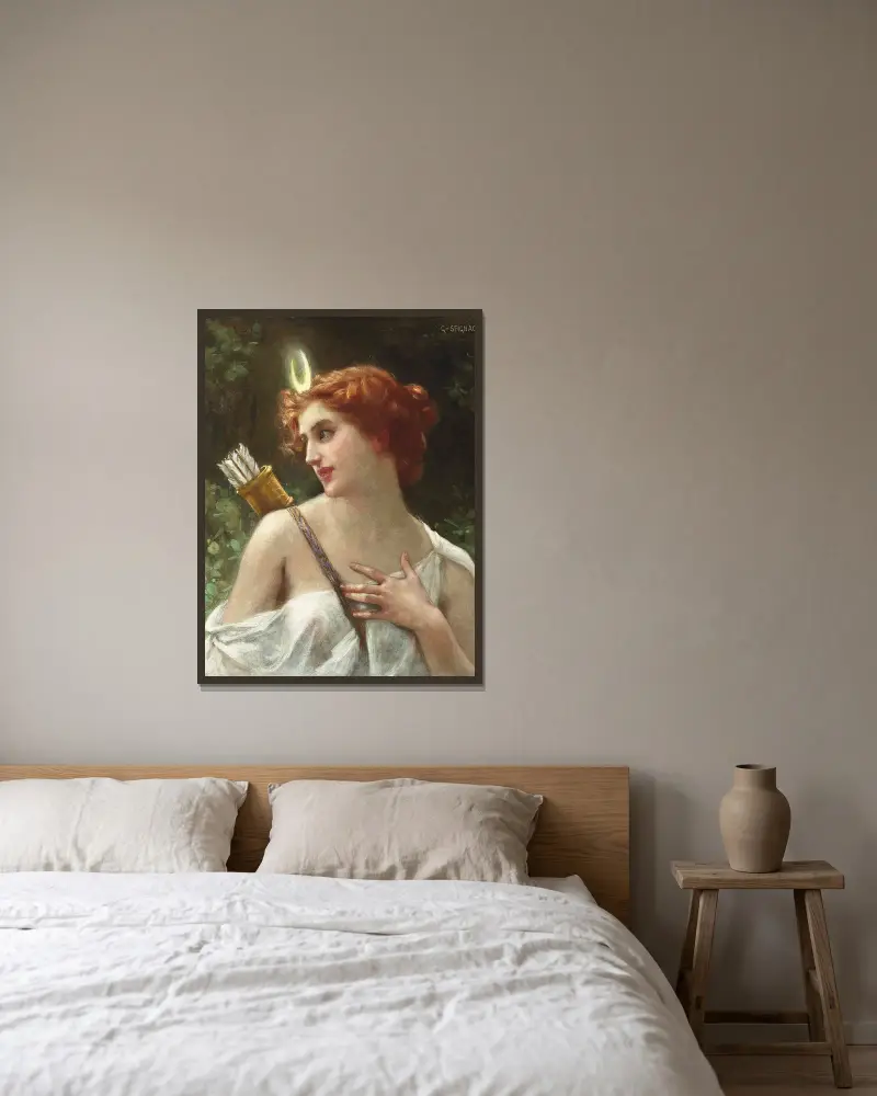 Diana the Huntress – nr 1 av Guillaume Seignac inramad på en vägg