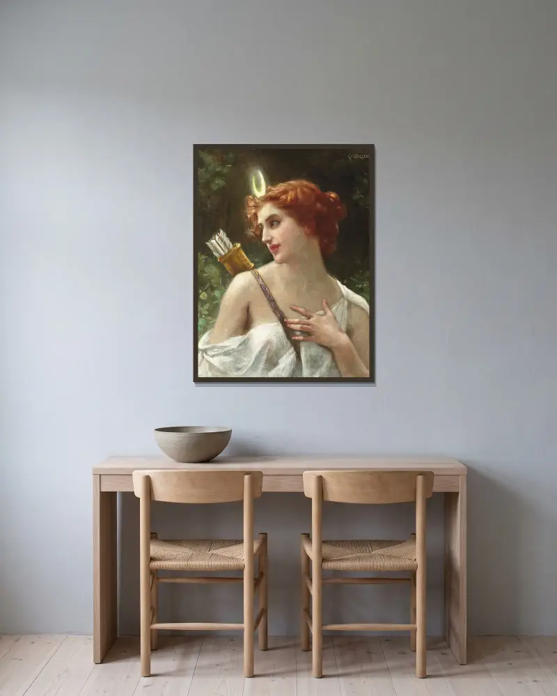 Diana the Huntress – nr 1 av Guillaume Seignac inramad på en vägg