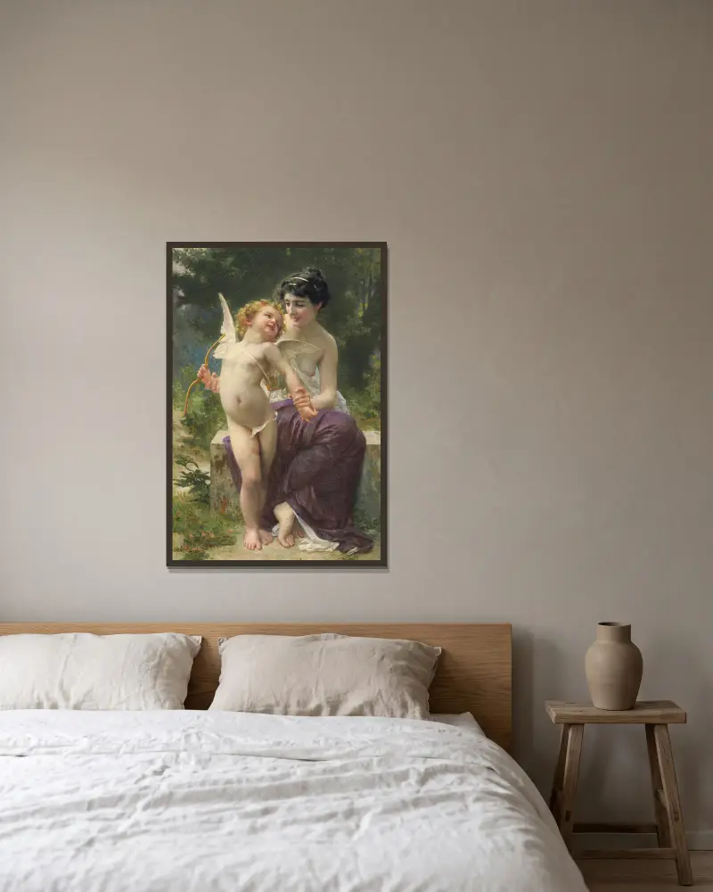 La jeunesse victorieuse av Guillaume Seignac inramad på en vägg