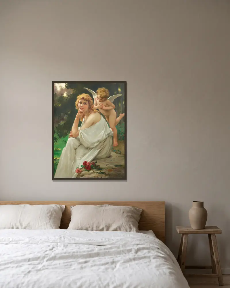 Die Muse der Liebe (Porträt von Mary Pickford) von Guillaume Seignac gerahmt an einer Wand