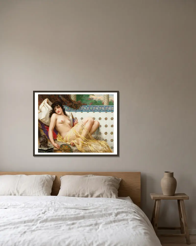 Odaliska z wachlarzem, Guillaume Seignac w ramie na ścianie