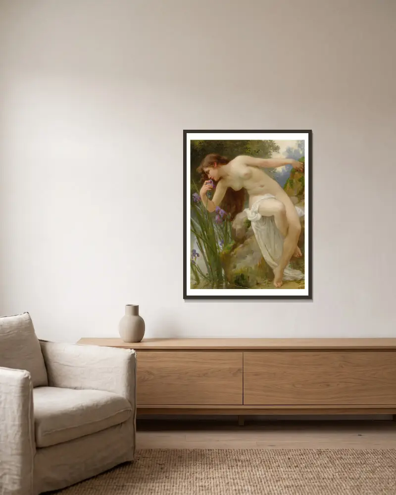Die duftende Schwertlilie von Guillaume Seignac gerahmt an einer Wand