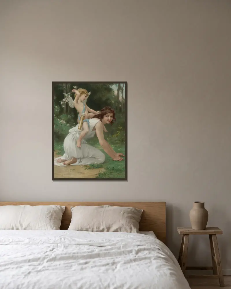 Venus und Cupido von Guillaume Seignac gerahmt an einer Wand