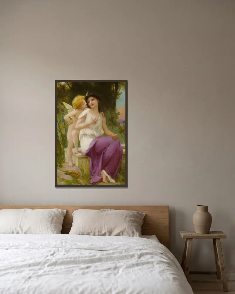 Vénus et l’Amour av Guillaume Seignac inramad på en vägg