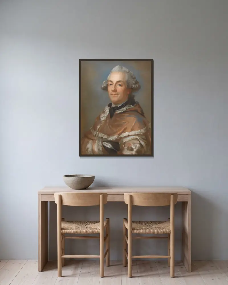 Baron H.I. von Düben av Gustaf Lundberg inramad på en vägg