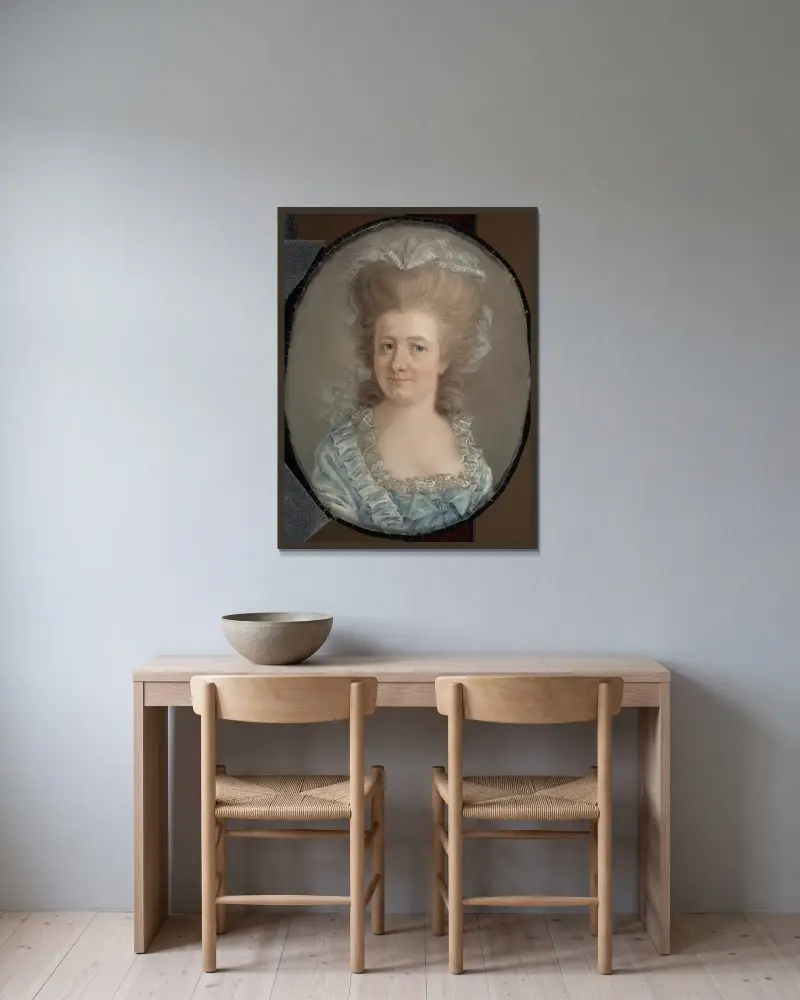 Baronessan Maria Sofia Juliana von Blixen av Gustaf Lundberg inramad på en vägg