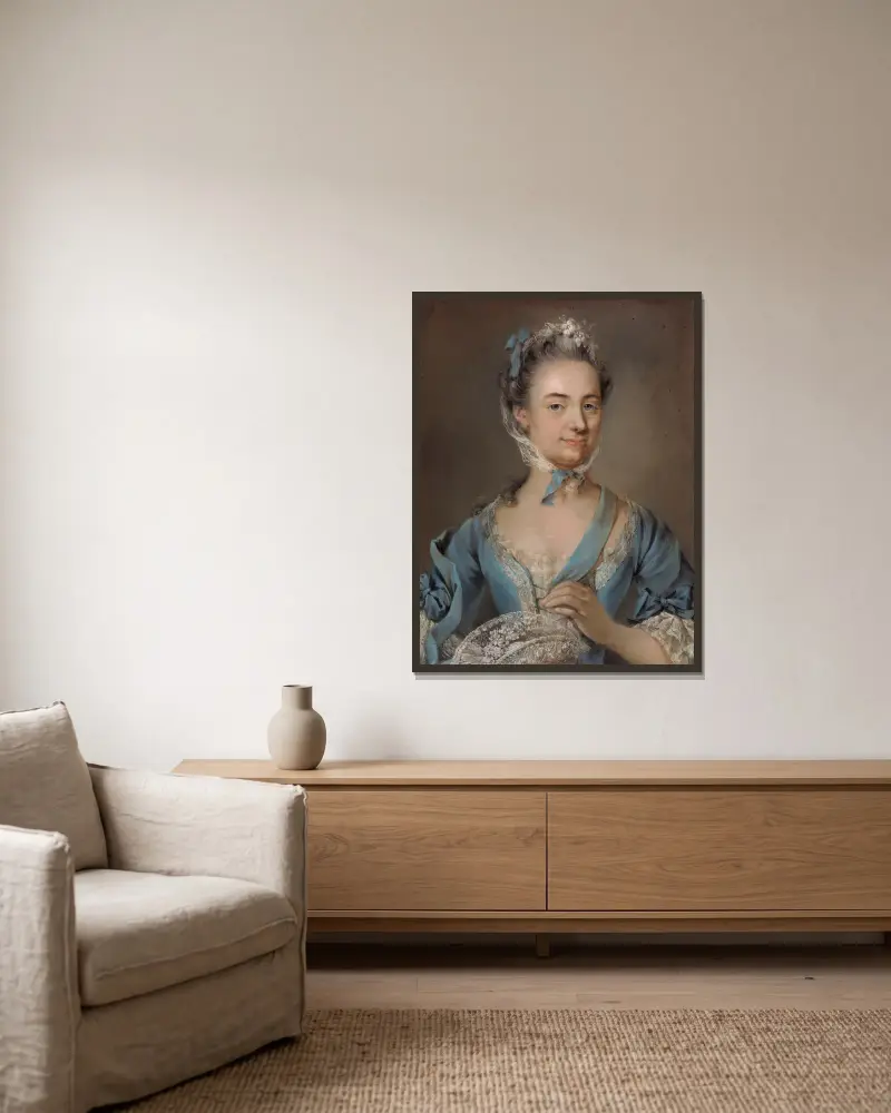 Mary Ulrika Dahl av Gustaf Lundberg inramad på en vägg