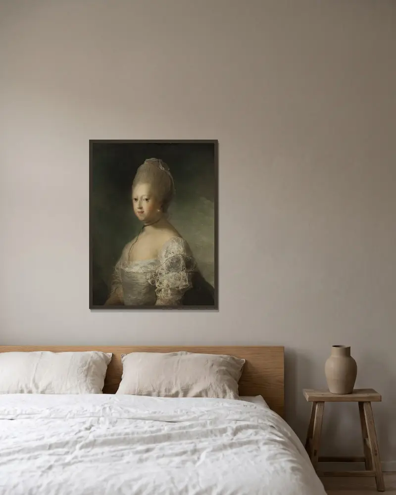 Caroline Mathilde, Danmarks drottning av Carl Gustaf Pilo inramad på en vägg