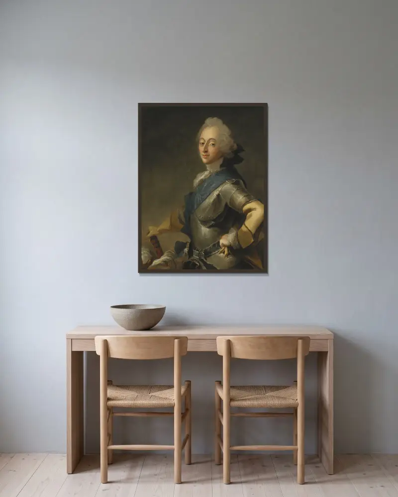 Frederik V, Danmarks kung av Carl Gustaf Pilo inramad på en vägg