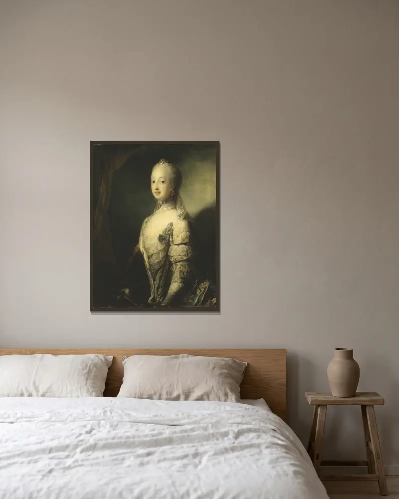 Sofia Magdalena, Sveriges drottning, 1765 av Carl Gustaf Pilo inramad på en vägg