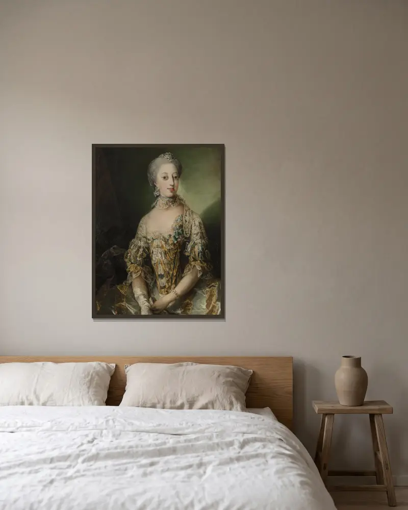 Sofia Magdalena, Sveriges drottning, 1766 av Carl Gustaf Pilo inramad på en vägg