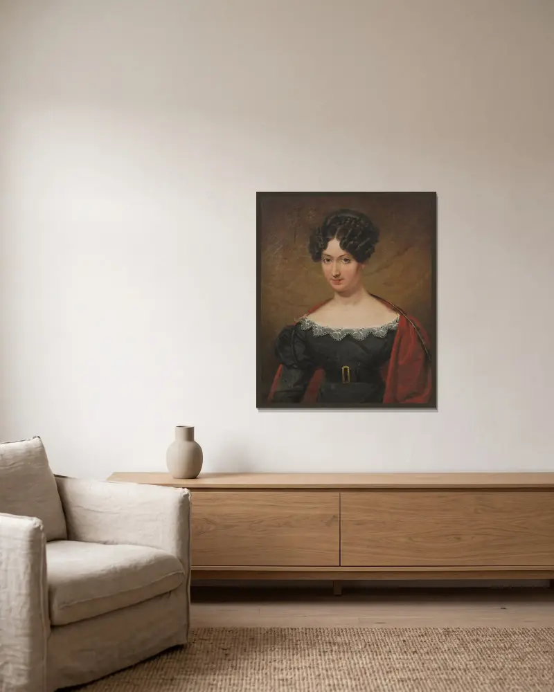 Elizabeth Seton (1804-1827) av Johan Gustaf Sandberg inramad på en vägg