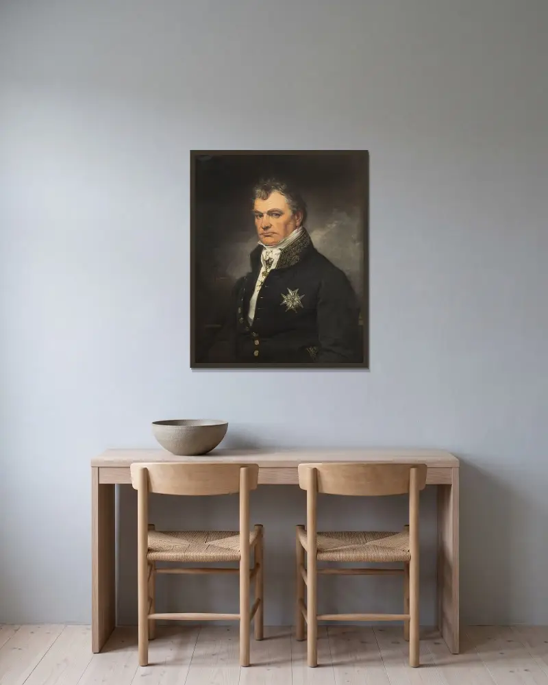 Gabriel Poppius (1770-1856), Minister of state, president of the Chamber of Commerce av Johan Gustaf Sandberg inramad på en vägg