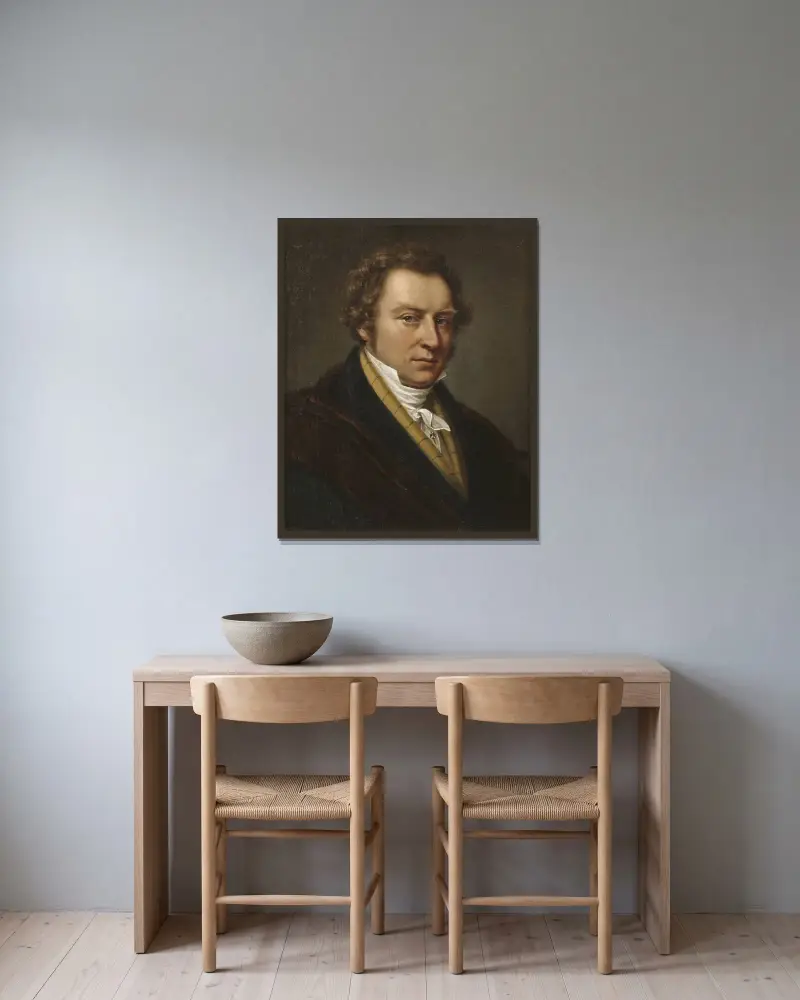 Johan Niklas Byström, 1783-1848 av Johan Gustaf Sandberg inramad på en vägg