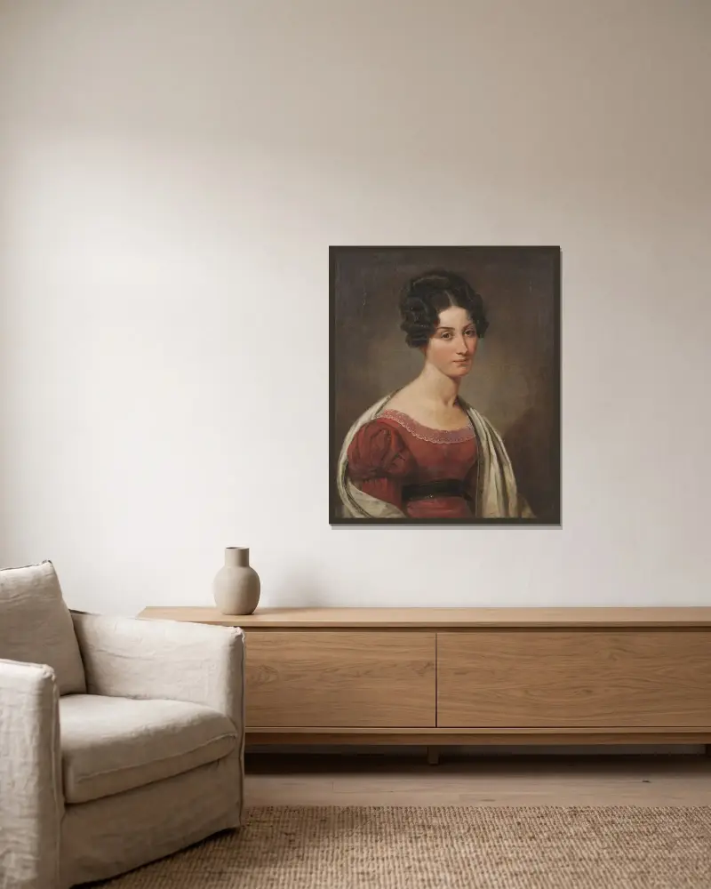 Margaret Seton (1805-1870) av Johan Gustaf Sandberg inramad på en vägg