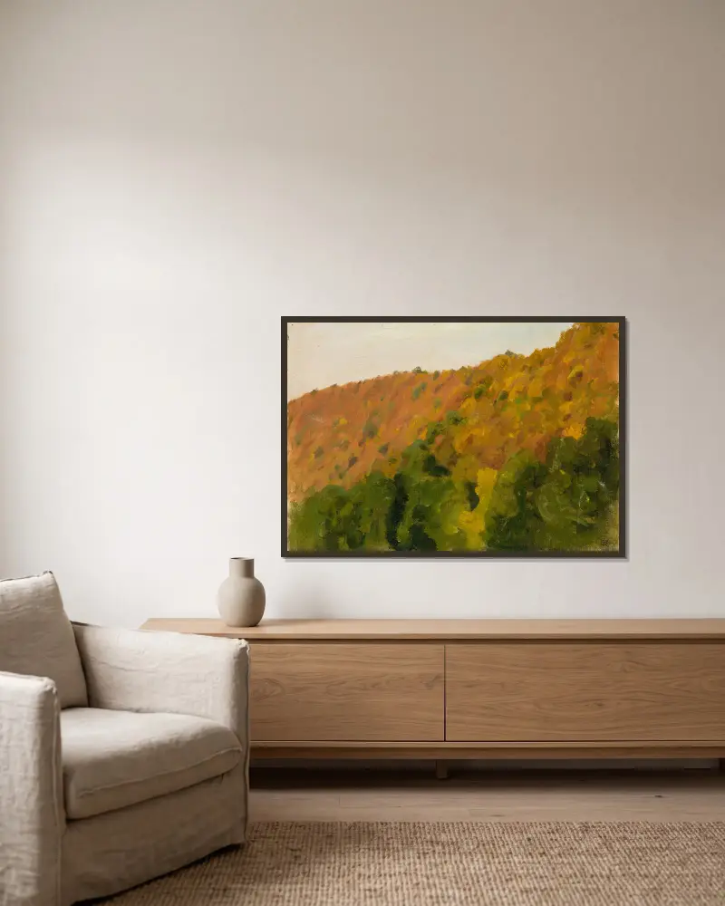 Herbstwald im Bärental von Gustav Kampmann gerahmt an einer Wand
