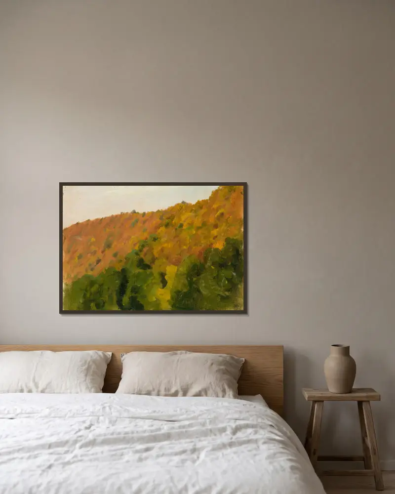 Herbstwald im Bärental von Gustav Kampmann gerahmt an einer Wand