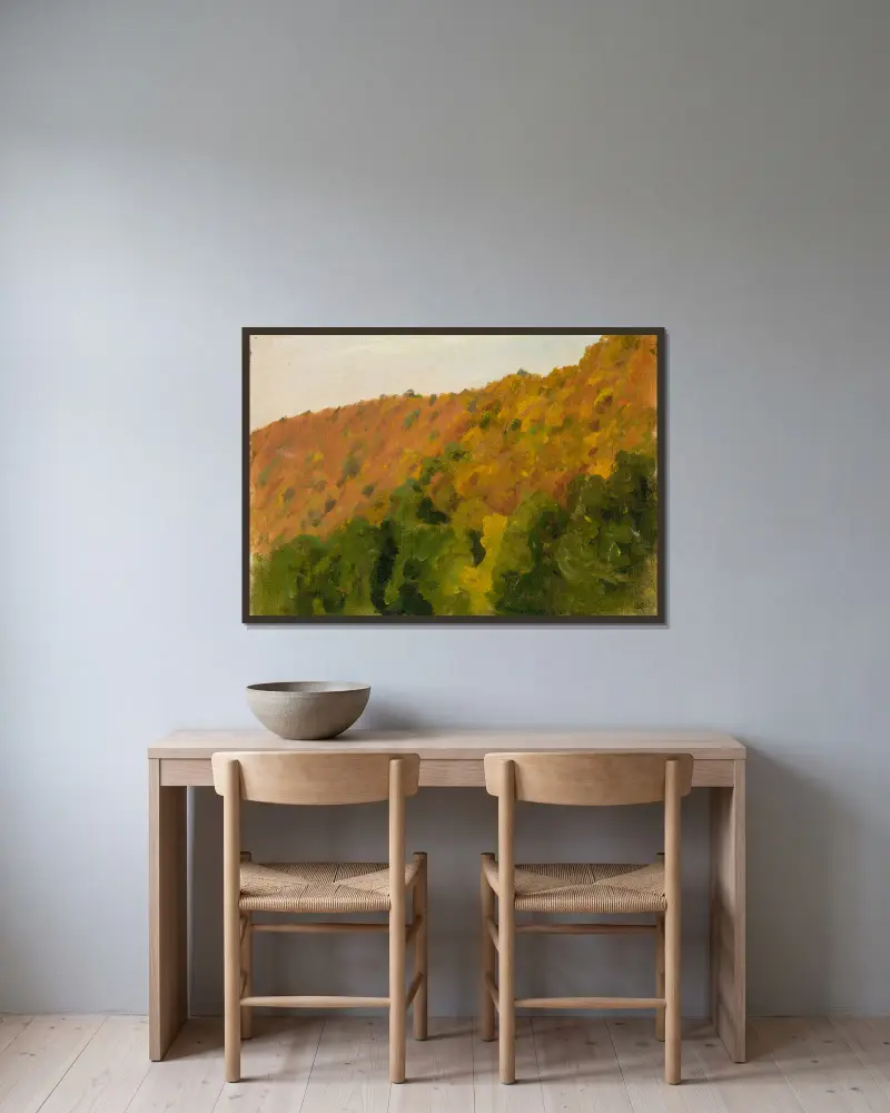 Herbstwald im Bärental von Gustav Kampmann gerahmt an einer Wand