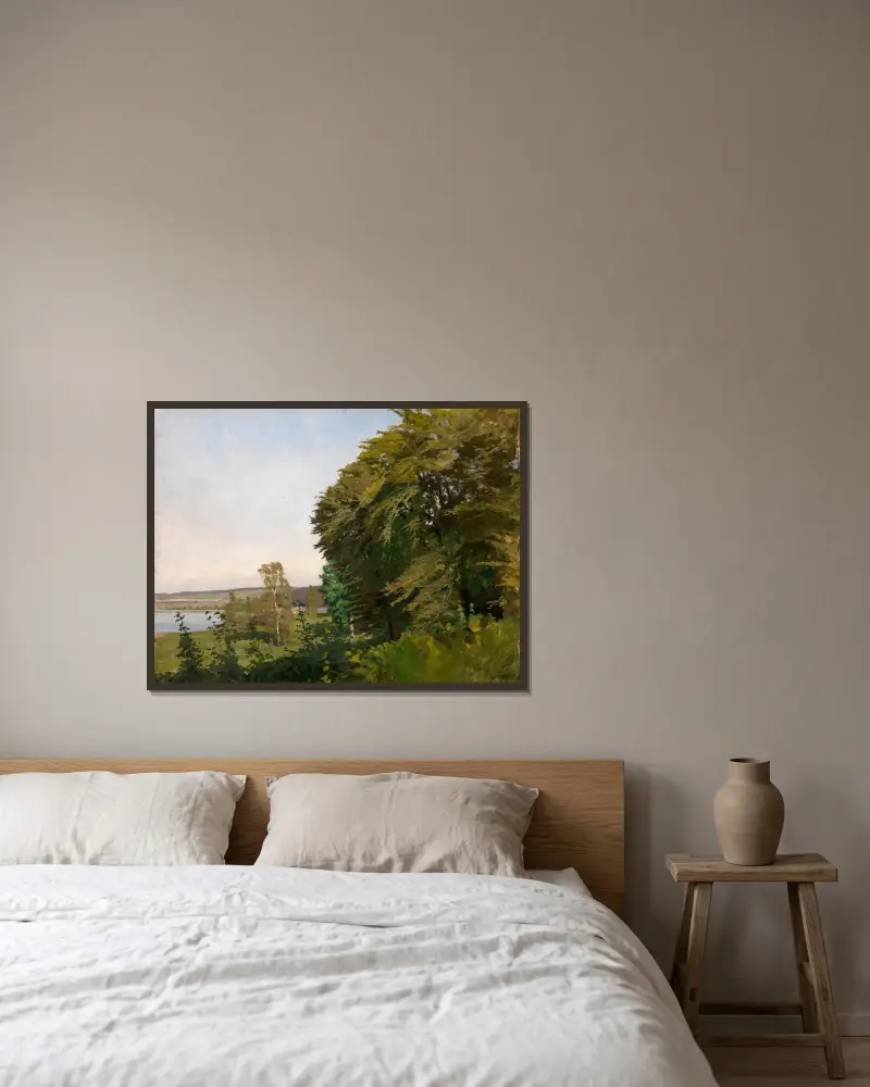 Landschaft aus Schleswig-Holstein von Gustav Kampmann gerahmt an einer Wand