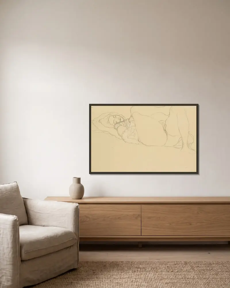 Akt, Gustav Klimt v rámu na stěně