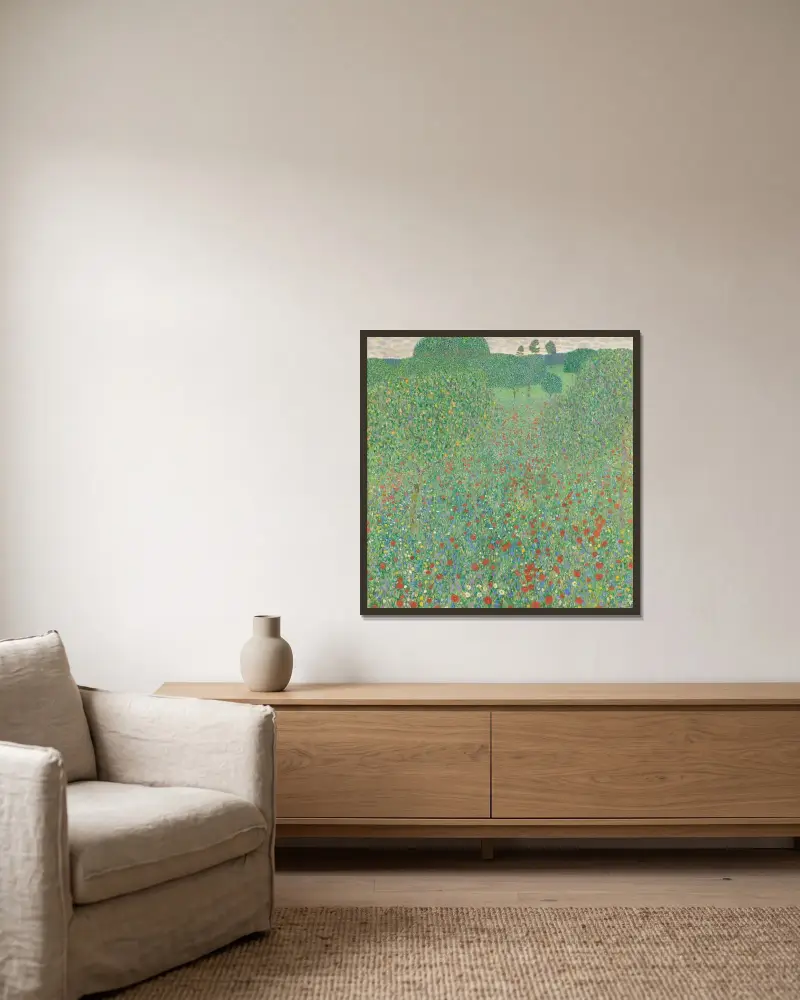 Kvetoucí mák, Gustav Klimt v rámu na stěně