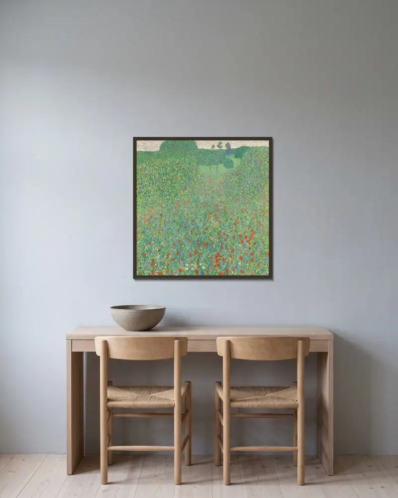 Kvetoucí mák, Gustav Klimt v rámu na stěně