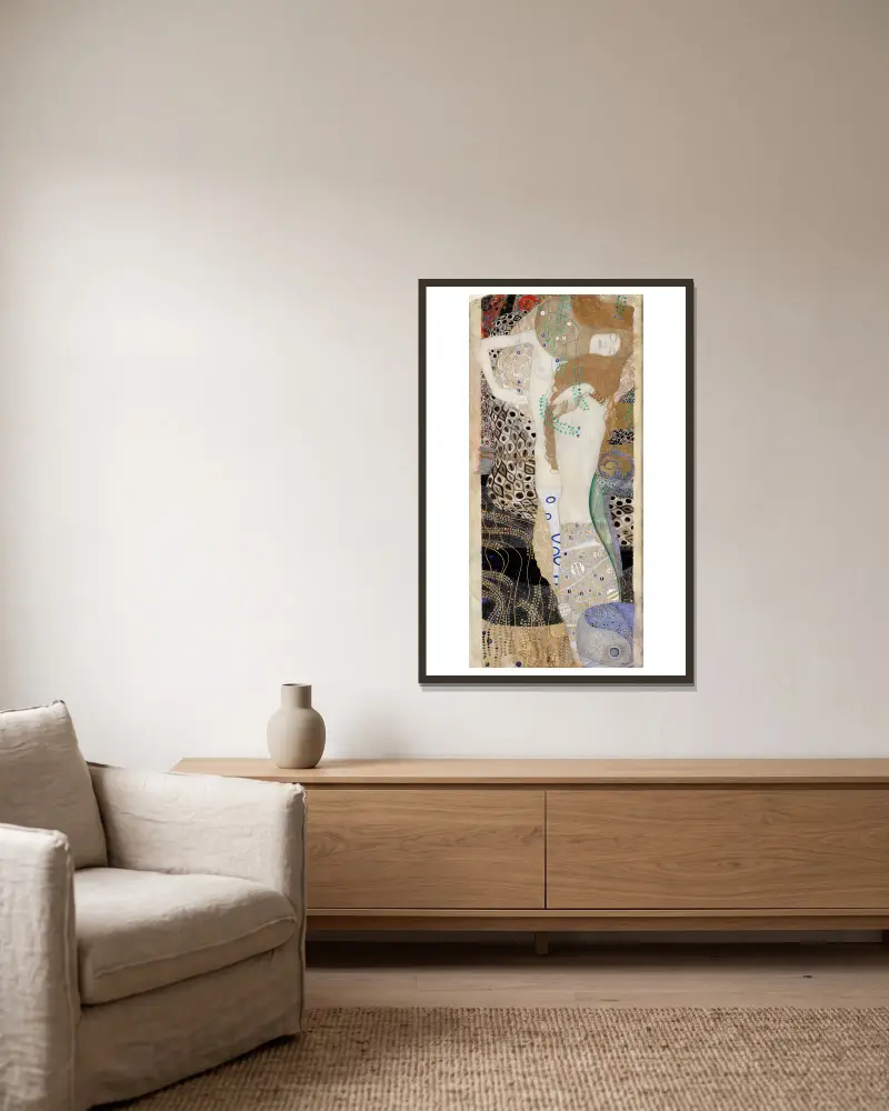 Přítelkyně (Vodní hadi I), Gustav Klimt v rámu na stěně