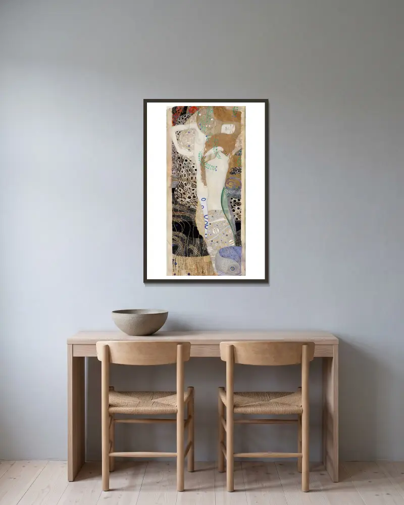 Přítelkyně (Vodní hadi I), Gustav Klimt v rámu na stěně