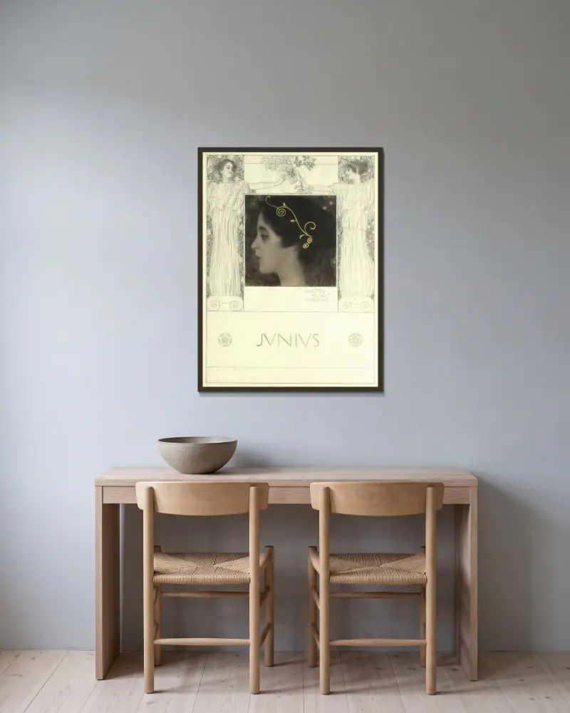 Junius, Gustav Klimt v rámu na stěně