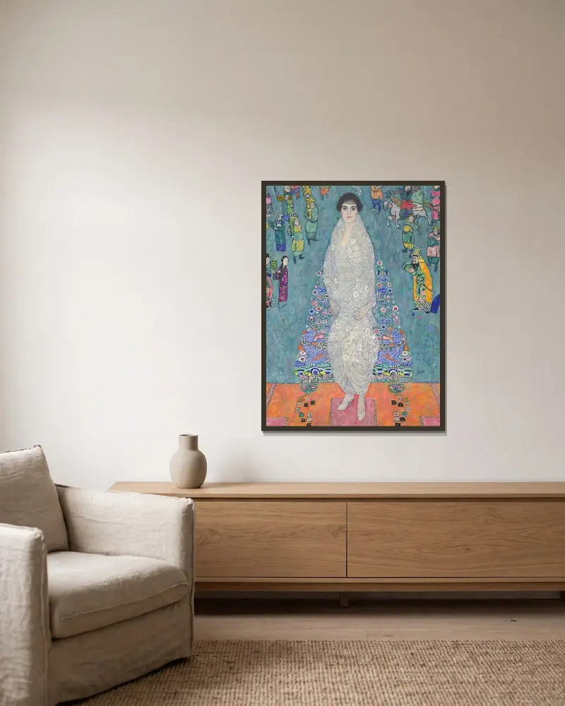 Portrait of Elisabeth Lederer av Gustav Klimt inramad på en vägg