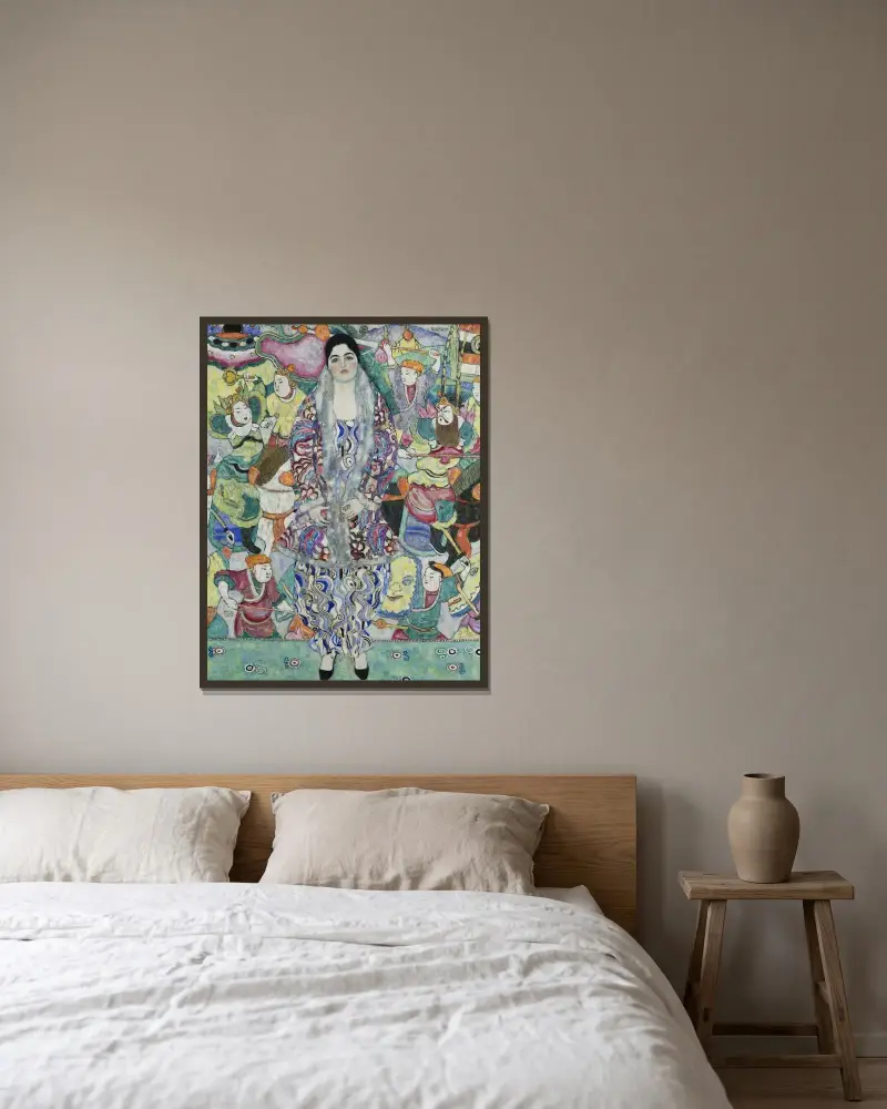 Porträtt av Friederike Maria Beer av Gustav Klimt inramad på en vägg