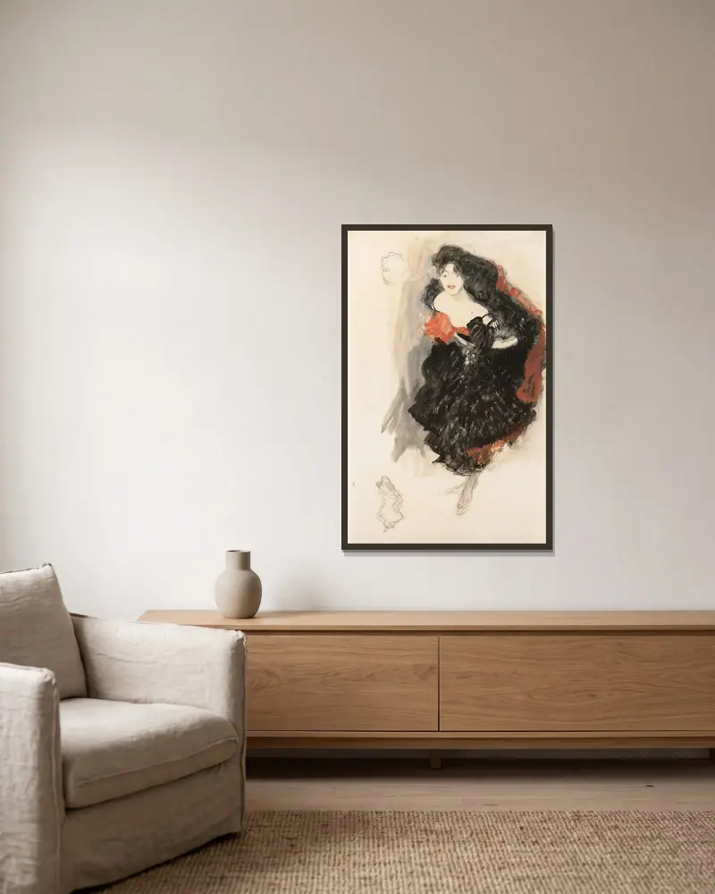 Studie zu Judith II von Gustav Klimt gerahmt an einer Wand