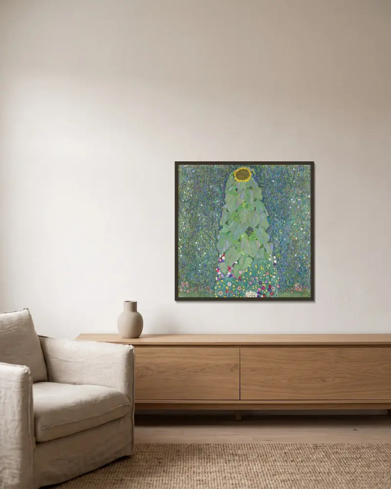 Slunečnice, Gustav Klimt v rámu na stěně