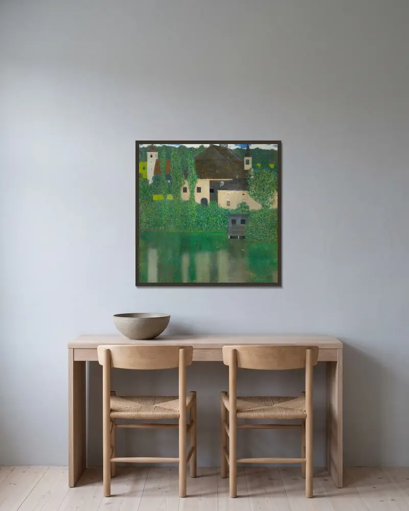 Zamek nad wodą, Gustav Klimt w ramie na ścianie