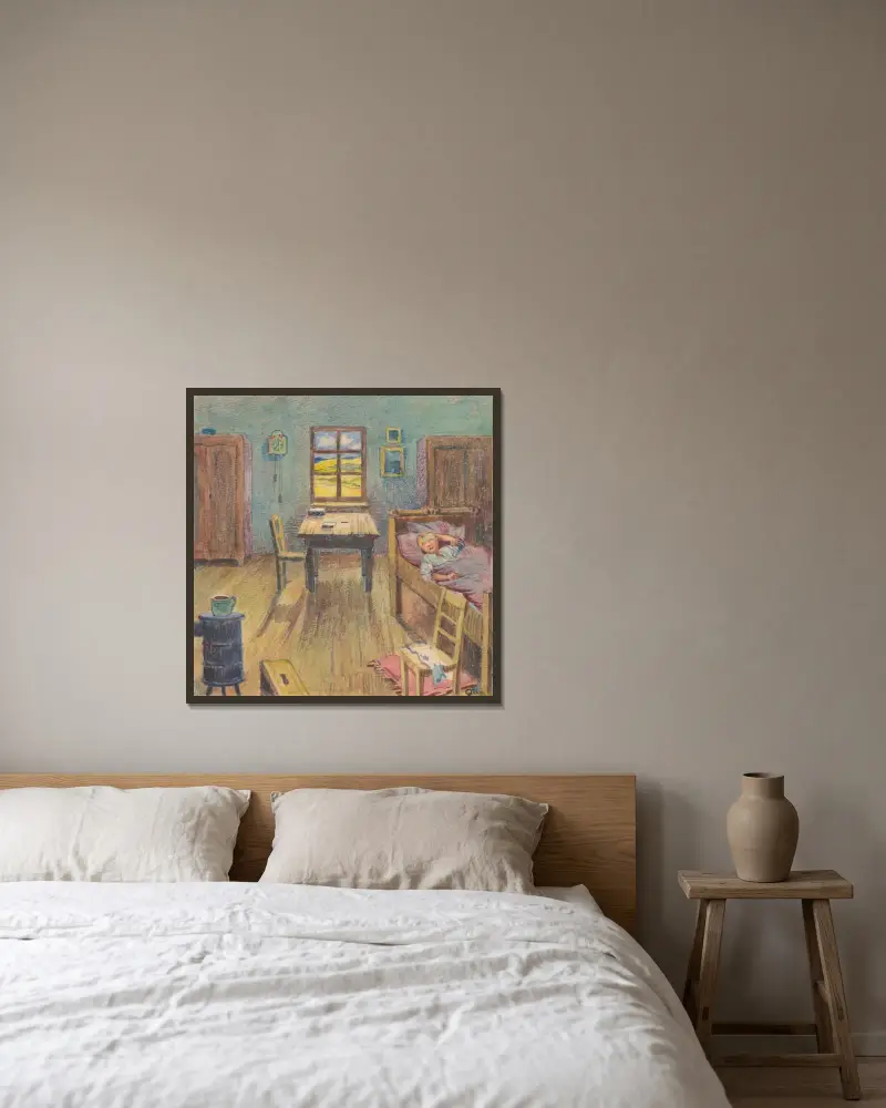 15. – Late Sleeper av Gustáv Mallý inramad på en vägg
