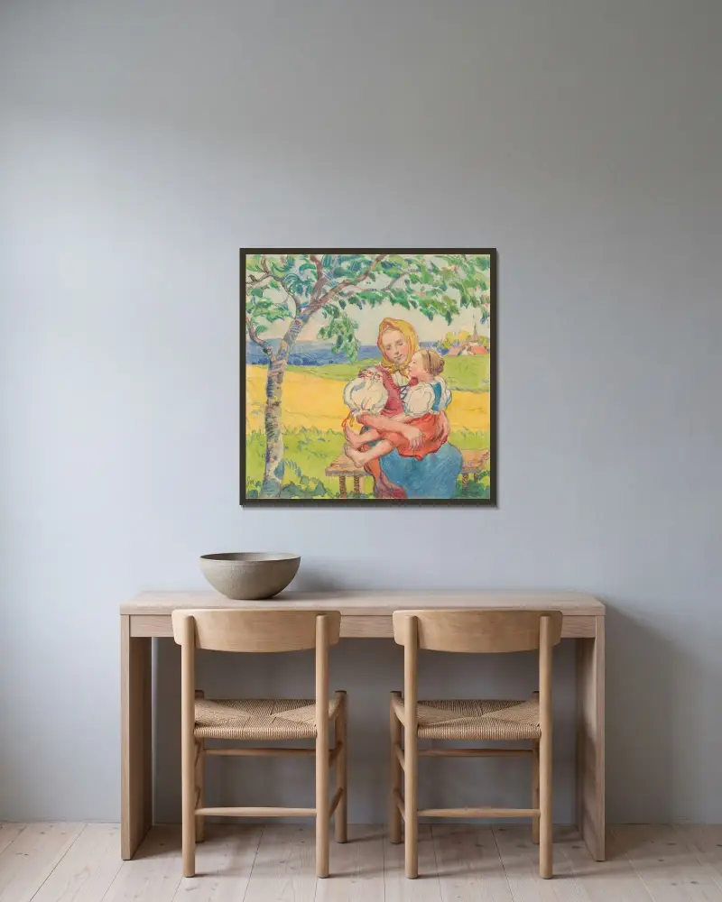 I mammas famn av Gustáv Mallý inramad på en vägg