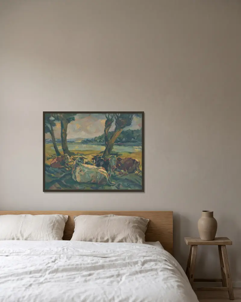 Cows Resting von Gustáv Mallý gerahmt an einer Wand
