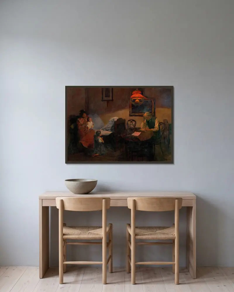 Aftonbön av Gustáv Mallý inramad på en vägg