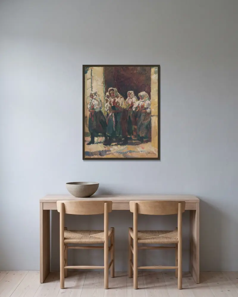 Från kyrkan av Gustáv Mallý inramad på en vägg