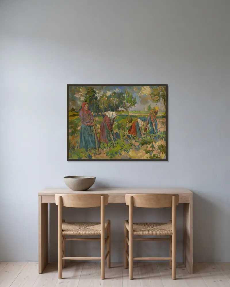 Heavy Weeding von Gustáv Mallý gerahmt an einer Wand