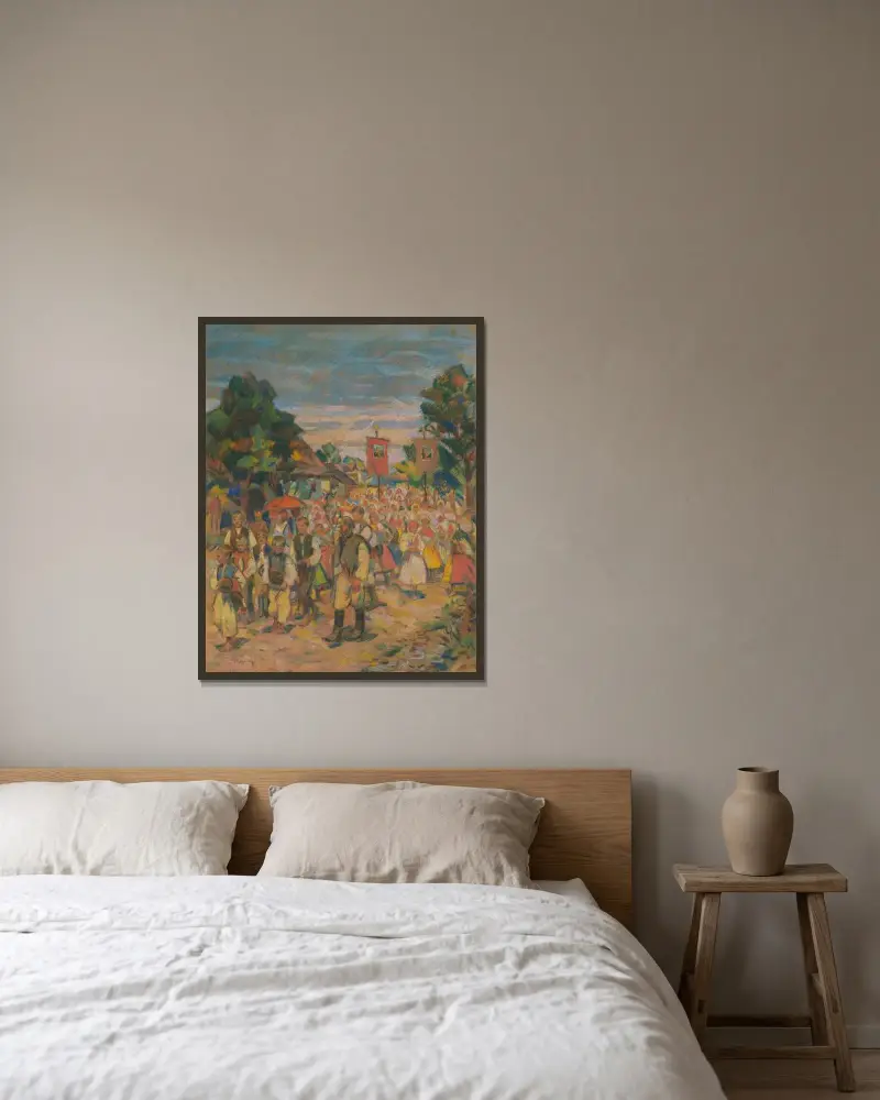 Procession von Gustáv Mallý gerahmt an einer Wand