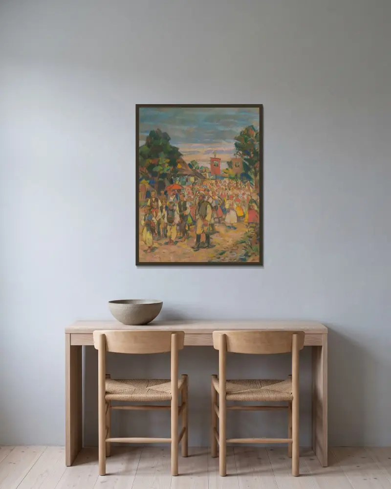 Procession von Gustáv Mallý gerahmt an einer Wand
