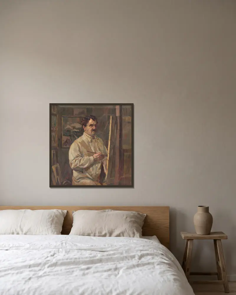 Selbstporträt, 1924 – Nr. 2 von Gustáv Mallý gerahmt an einer Wand