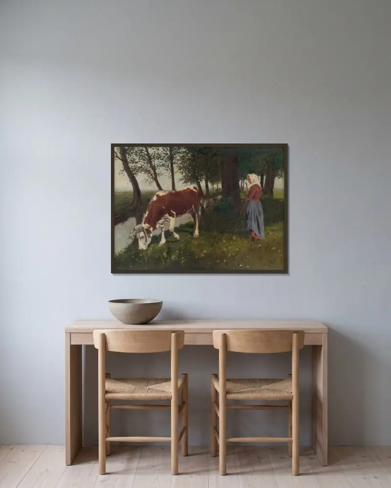 Shepherdess von Gustáv Mallý gerahmt an einer Wand