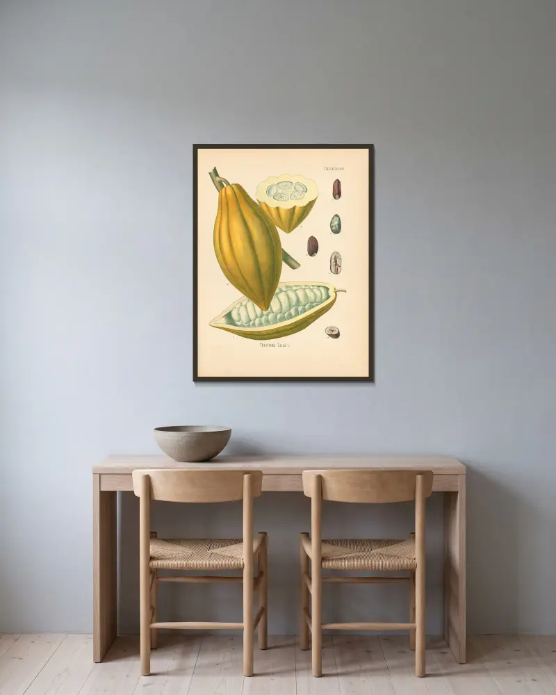 Theobroma Cacao von Gustav Pabst gerahmt an einer Wand