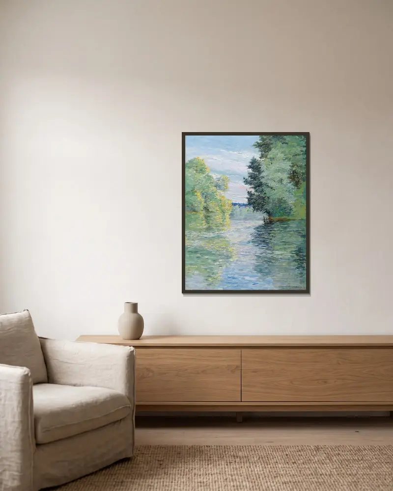 Der kleine Seine-Arm bei Argenteuil von Gustave Caillebotte gerahmt an einer Wand