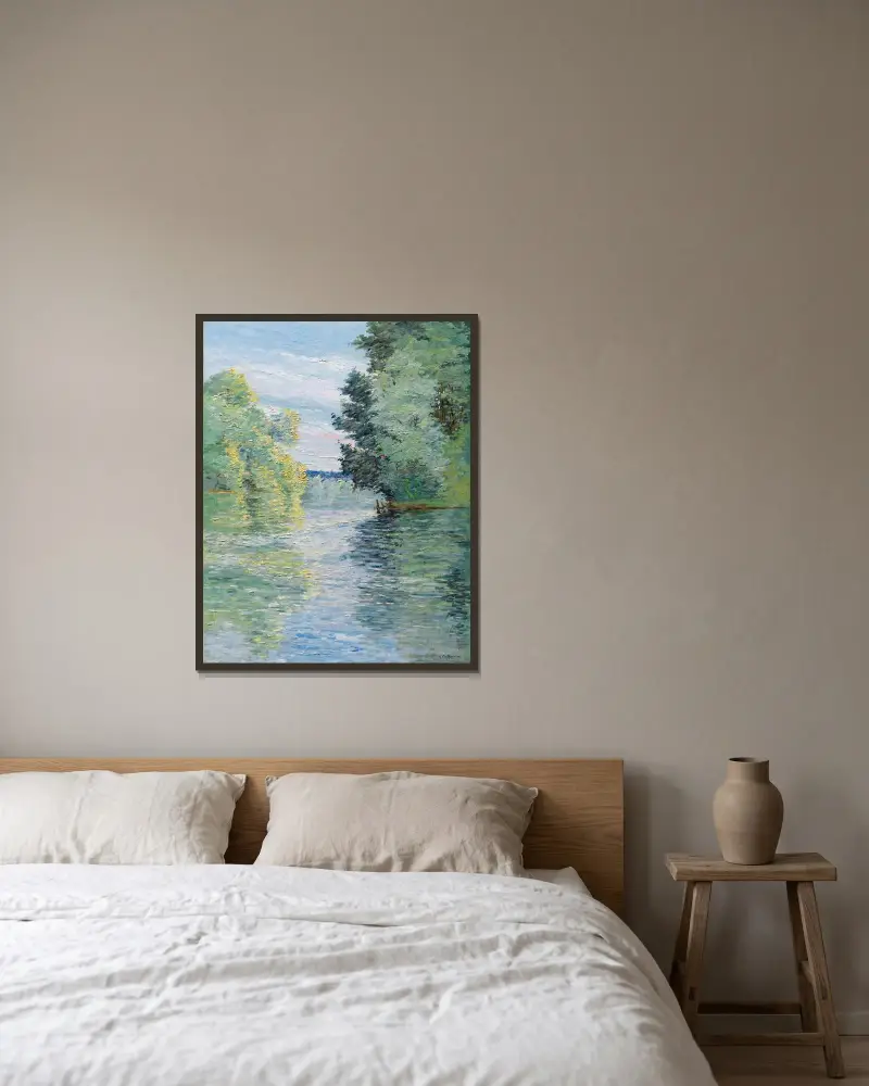 Der kleine Seine-Arm bei Argenteuil von Gustave Caillebotte gerahmt an einer Wand
