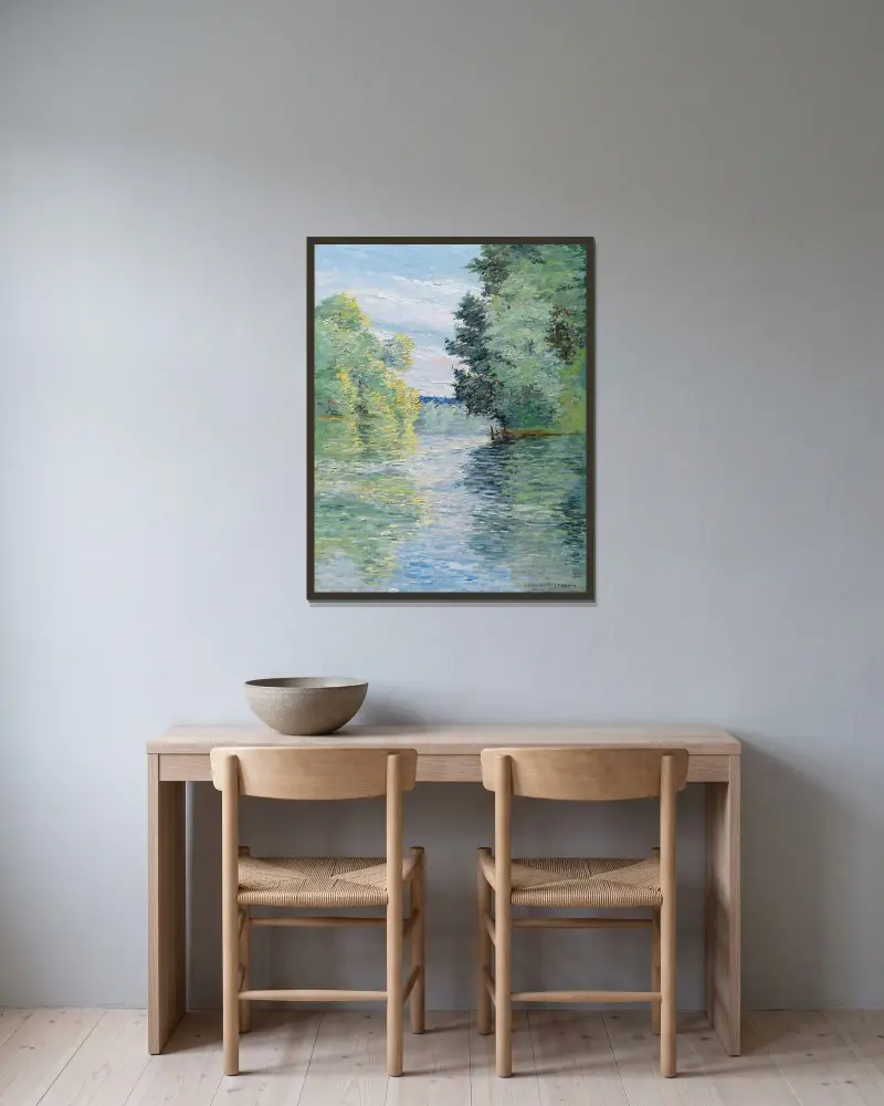 Der kleine Seine-Arm bei Argenteuil von Gustave Caillebotte gerahmt an einer Wand
