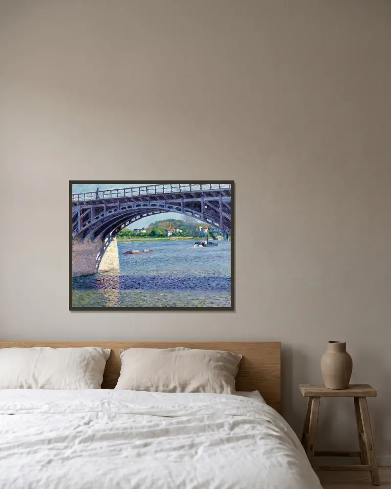 Le Pont D’argenteuil Et La Seine av Gustave Caillebotte inramad på en vägg